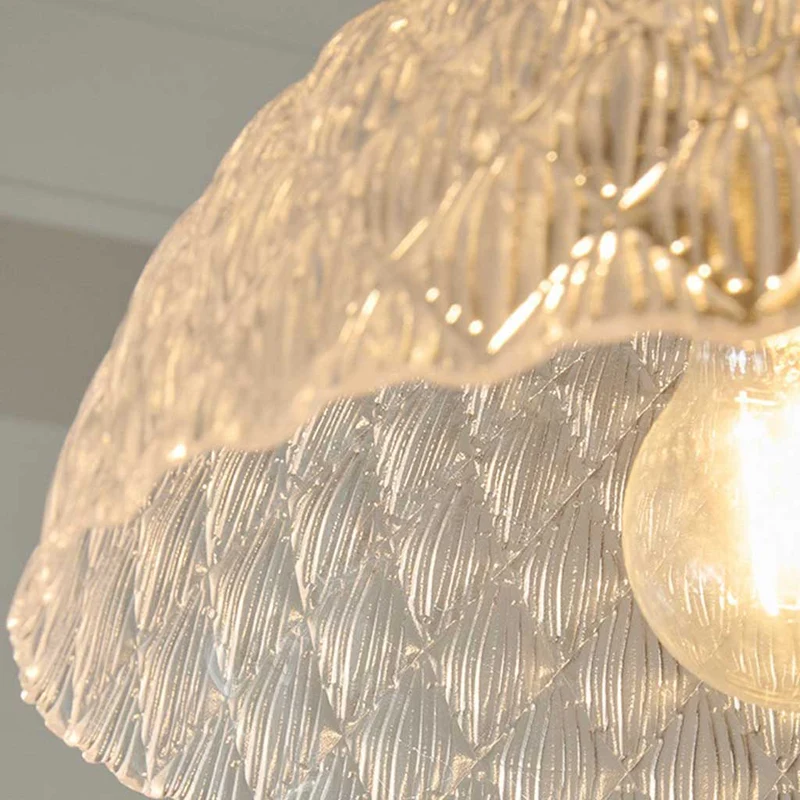 Pendant Light French Vintage Walnut Wood Glass Bowl