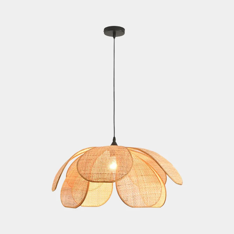 Pendant Light Japanese Ambient Woven Rattan Petal