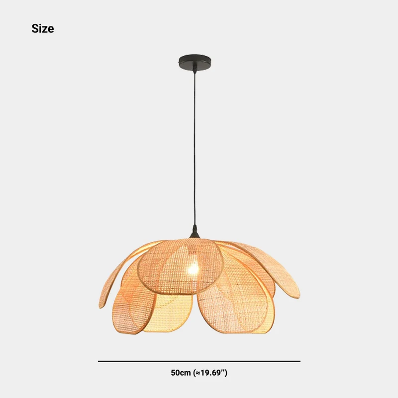 Pendant Light Japanese Ambient Woven Rattan Petal