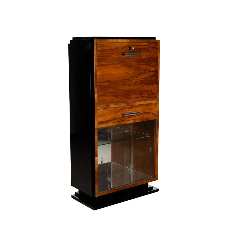 1930er Art-Déco Barschrank mit Nussbaum Furnier