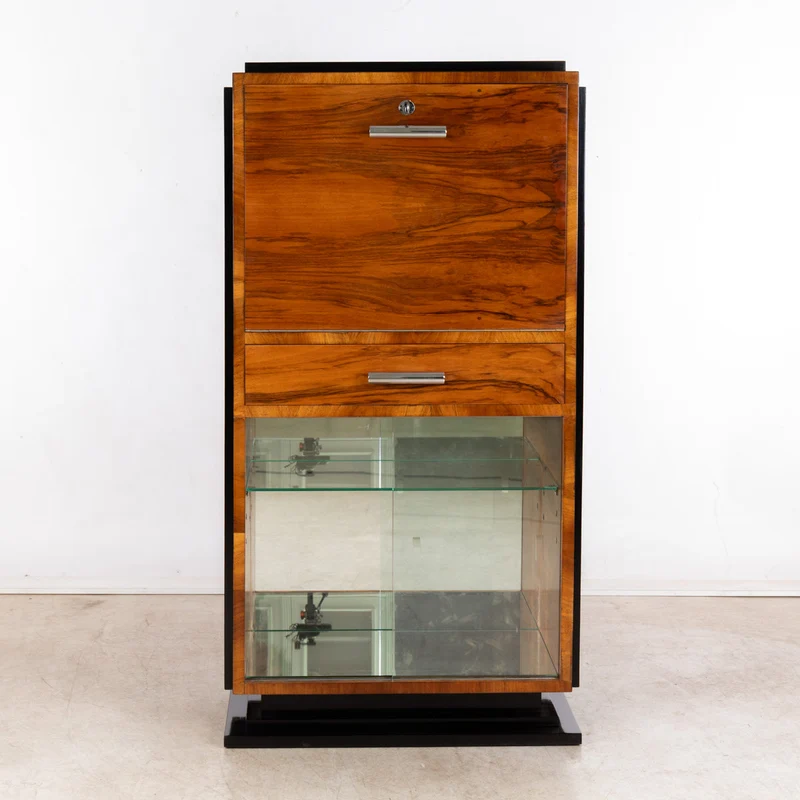 1930er Art-Déco Barschrank mit Nussbaum Furnier