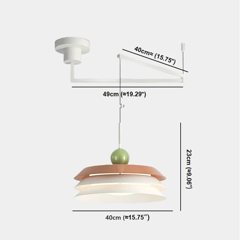 Pendant Light Cream Saucer Swing Arm Adjustable LED