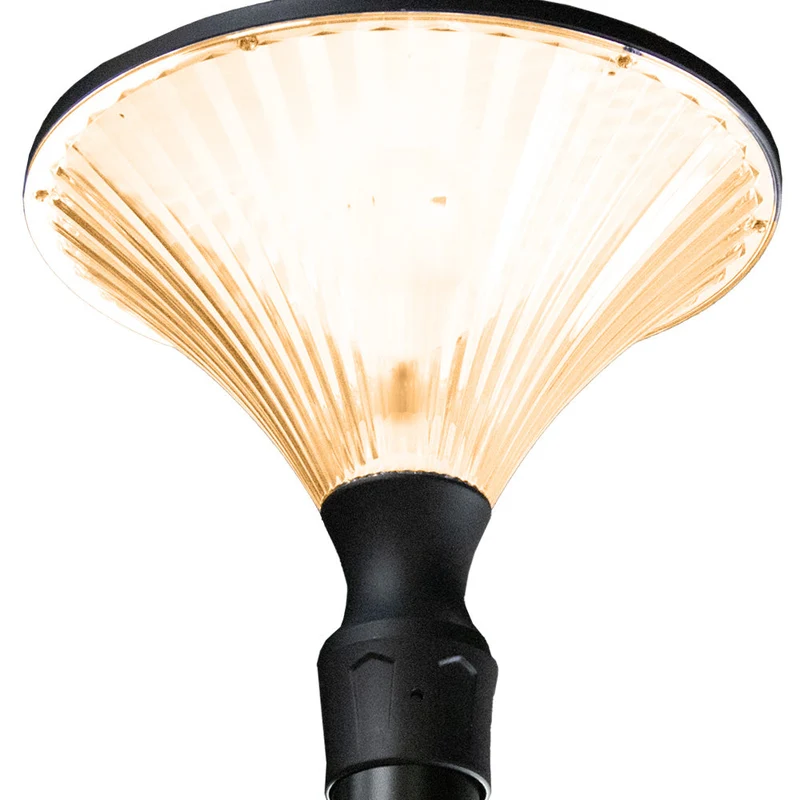 Moderner Laternenpfahl – Lichtmast | Komplett | 3 Meter | Schwarz | Runder Lampenschirm