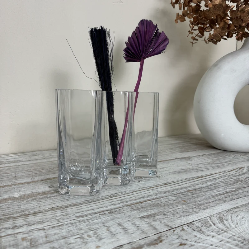 Mehrfach-Vase Röhrenvase Dreifach-Vase Tischdeko Klarglas Vase Gebraucht
