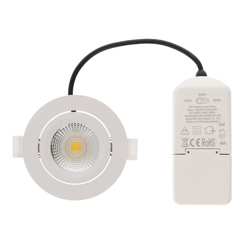 LED Einbaustrahler | VARDA | 6W | CCT Schalter | Rund | Weiß | Geringe Einbautiefe