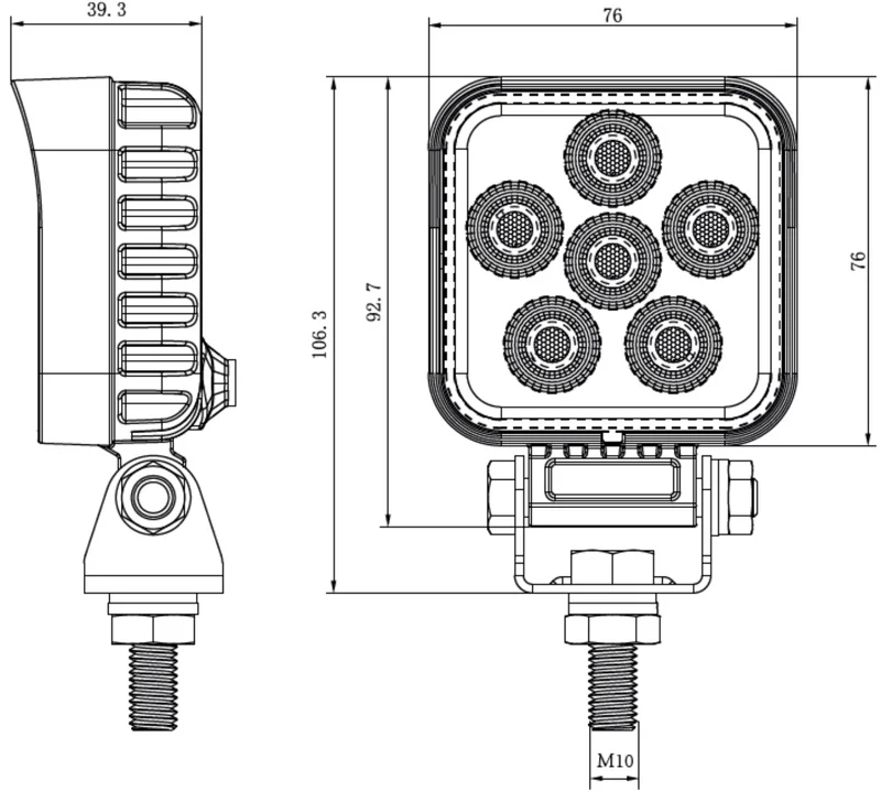 SWEDSTUFF 9W Mini-Arbeitsleuchte mit Stroboskopfunktion