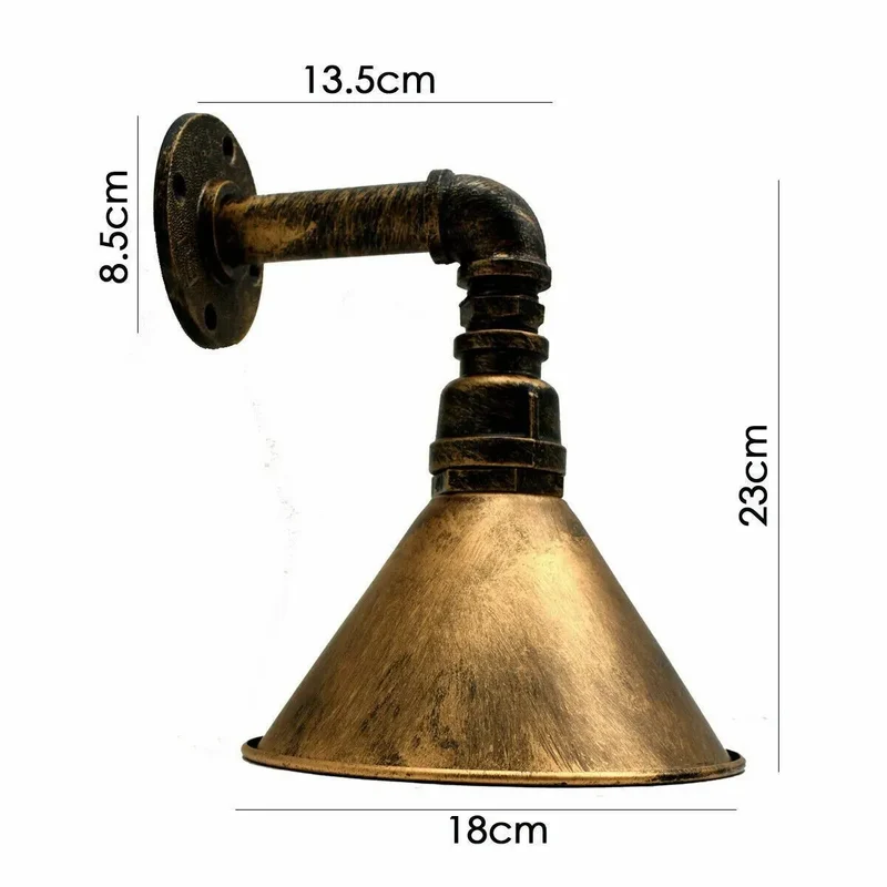 LEDSone Steampunk Industrielle Wandleuchte - Metall mit konischem Schirm ~3798