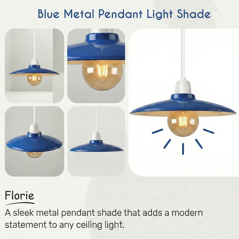 Flacher Metalllampenschirm 25,5 cm für E27 Deken Pendelleuchten ~3683