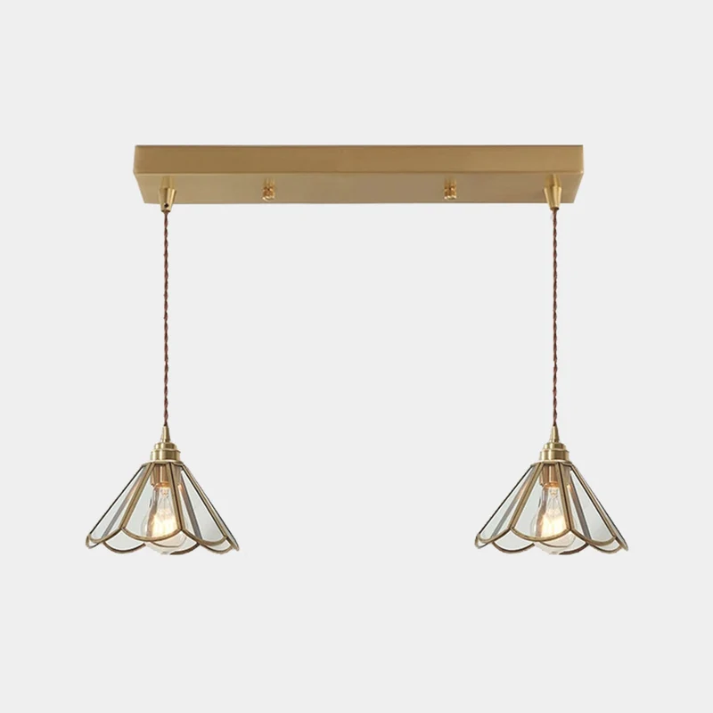 Hanging Pendant Light Vintage Small Brass Glass Floral