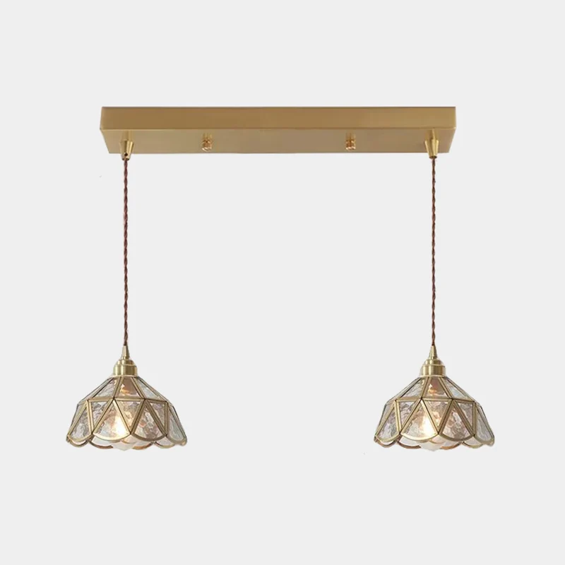 Hanging Pendant Light Vintage Small Brass Glass Floral