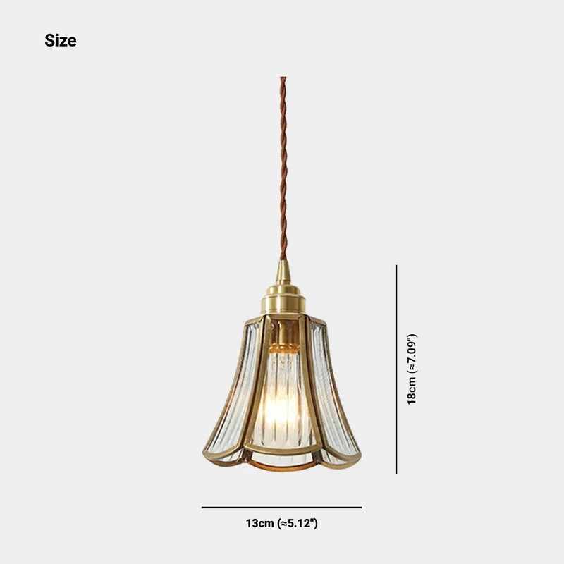 Hanging Pendant Light Vintage Small Brass Glass Floral