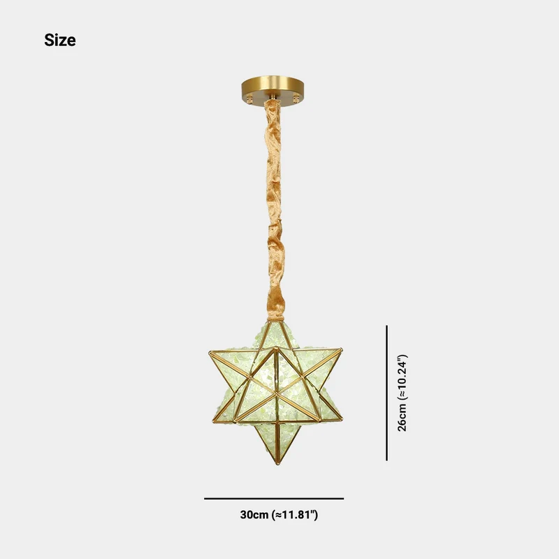 Pendant Light Art Deco Brass Crystal Star Multi Color
