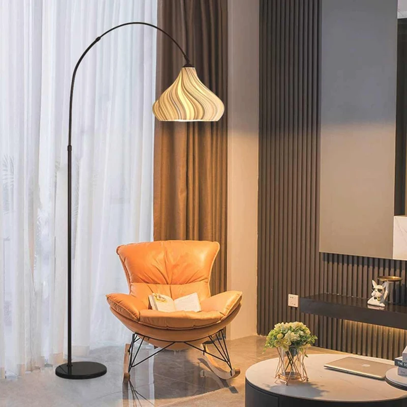 Floor Lamp Unique Fishing Pole Arch Pleated for Reading