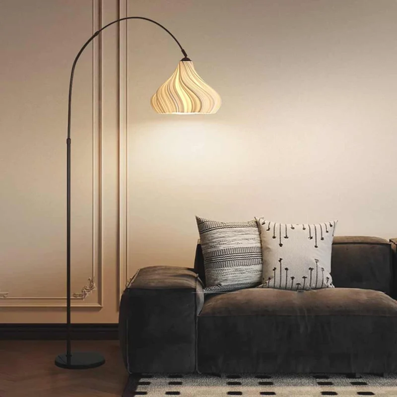 Floor Lamp Unique Fishing Pole Arch Pleated for Reading