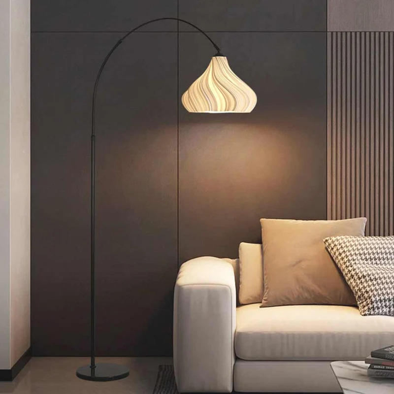 Floor Lamp Unique Fishing Pole Arch Pleated for Reading
