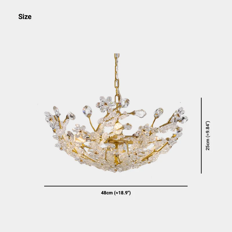 Chandelier / Ceiling Light French Brass Crystal Flower Cluster