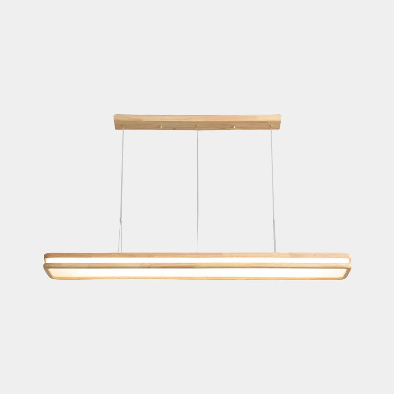 Pendant Light Minimalist Wood Rectangle Dimmable LED