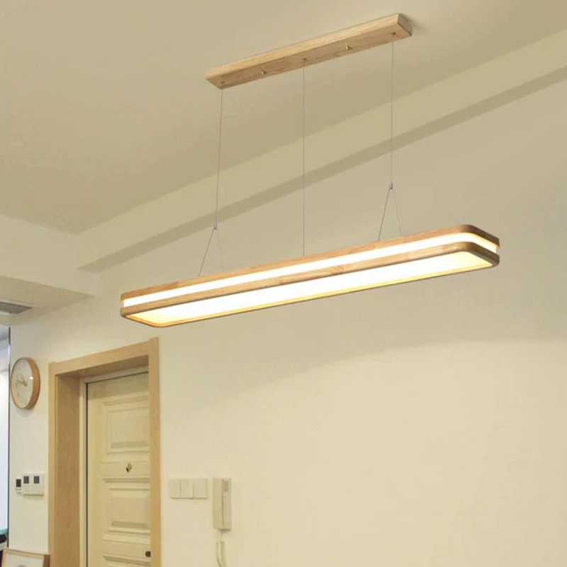 Pendant Light Minimalist Wood Rectangle Dimmable LED