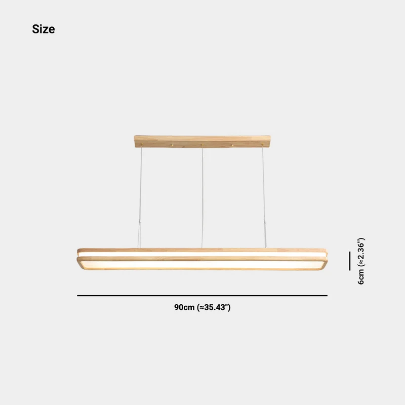 Pendant Light Minimalist Wood Rectangle Dimmable LED