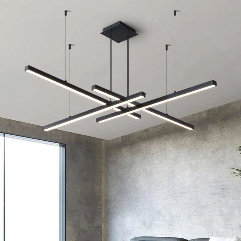 Chandelier Geometric Multiple LED Light Stick Dimmable, Black
