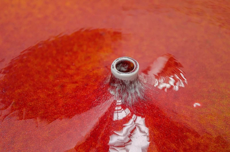 Casa Padrino Luxus Vase Orange Ø 33 x H. 25,5 cm - Breite Deko Vase aus Steingut in kräftigem Orange - Luxus Deko Accessoires