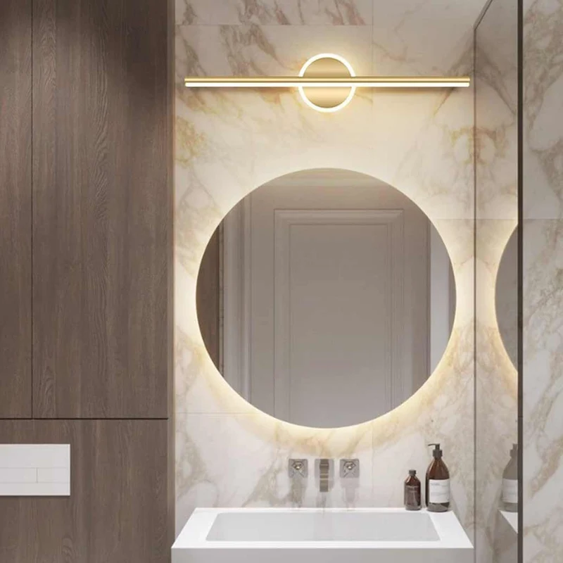 Vanity Mirror Wall Lamp Modern Linear LED for Bathroom, Black / Gold