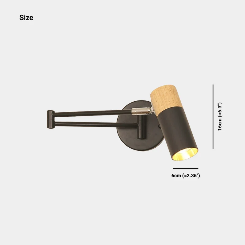 Wall Sconce Spotlight Nordic Wood Adjustable Swing Arm LED