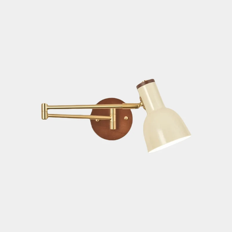 Wall Sconce Light Mid-Century Wood Adjustable Swing Arm
