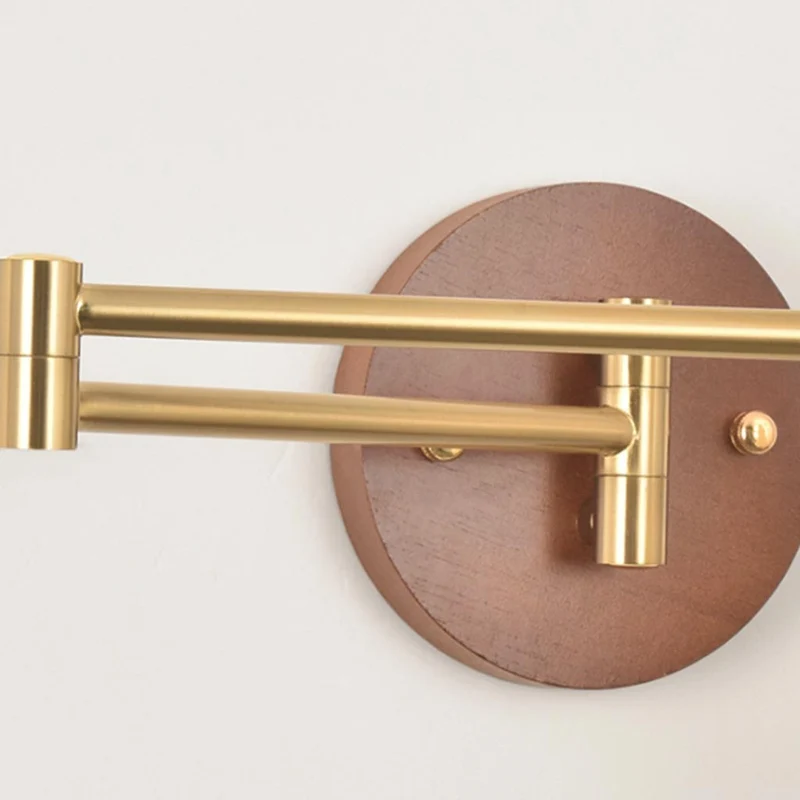 Wall Sconce Light Mid-Century Wood Adjustable Swing Arm