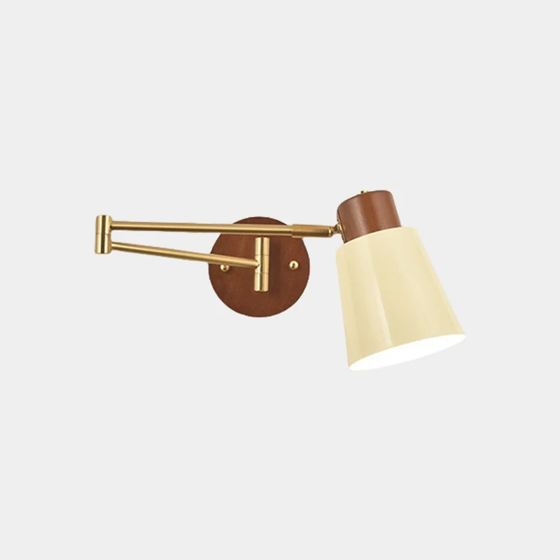 Wall Sconce Light Mid-Century Wood Adjustable Swing Arm