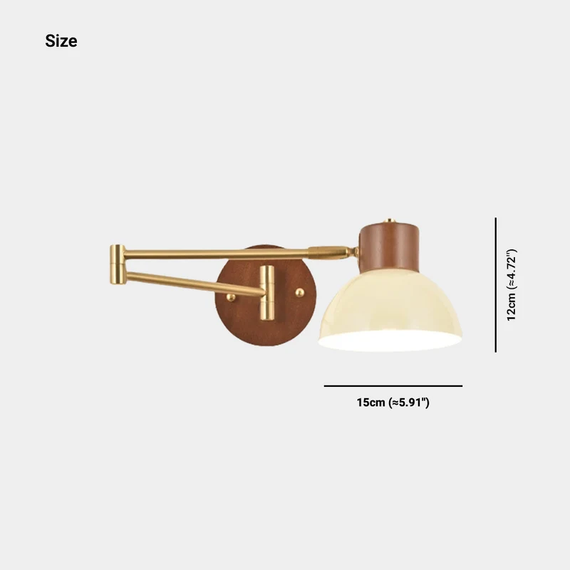 Wall Sconce Light Mid-Century Wood Adjustable Swing Arm