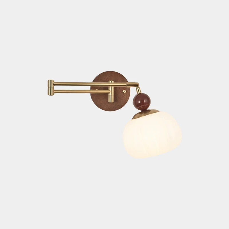 Wall Sconce Light Mid-Century Wood Adjustable Swing Arm