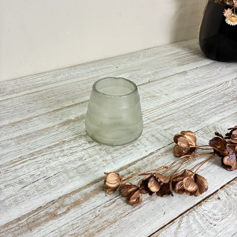 Teelichthalter Windlicht Glas Satiniert Transparent Tassenform Gebraucht