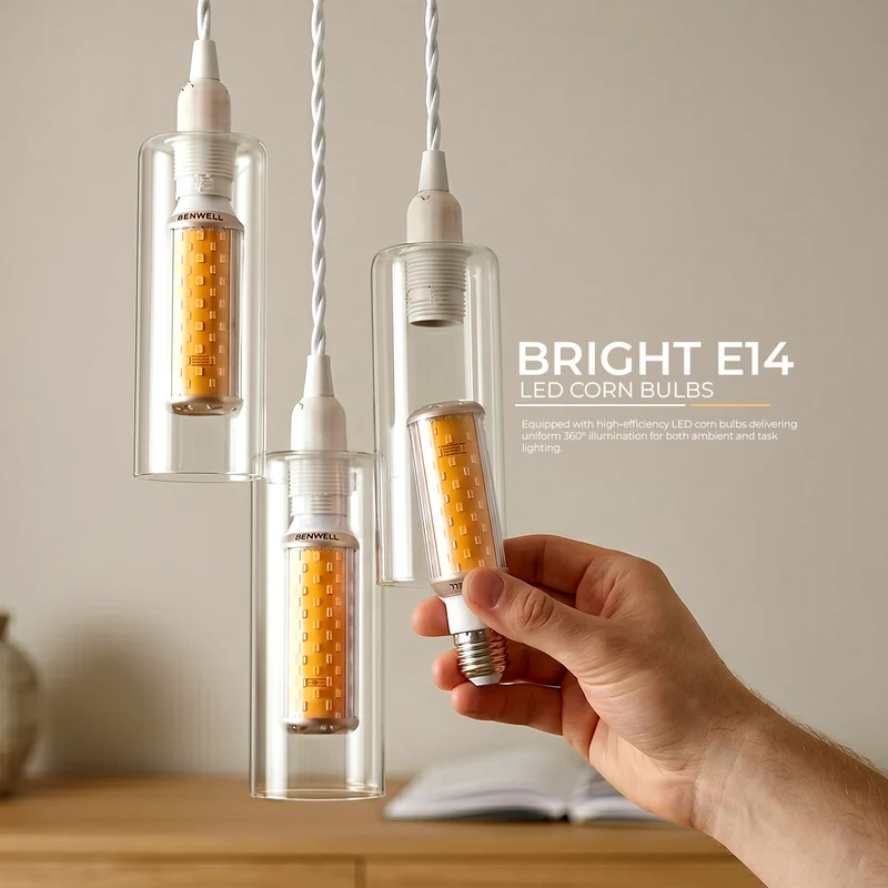 3-flammiges Pendelleuchten-Set aus klarem Glas, E14-LED, 1 m weißes Kabel~3772