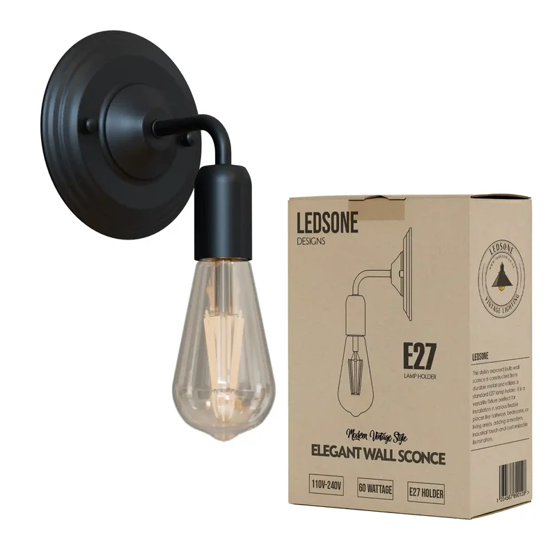 Industrielle Wandleuchte Innen E27 Fassung Retro Metall~3431
