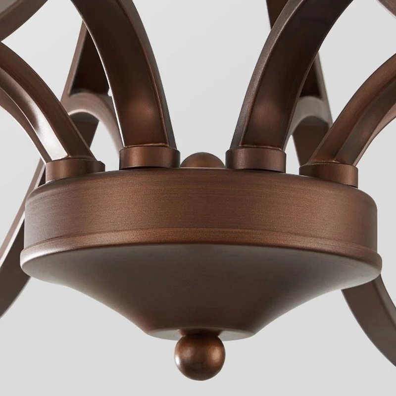 Chandelier Industrial Farmhouse Bronze-colored Wrought Iron Glass Cup