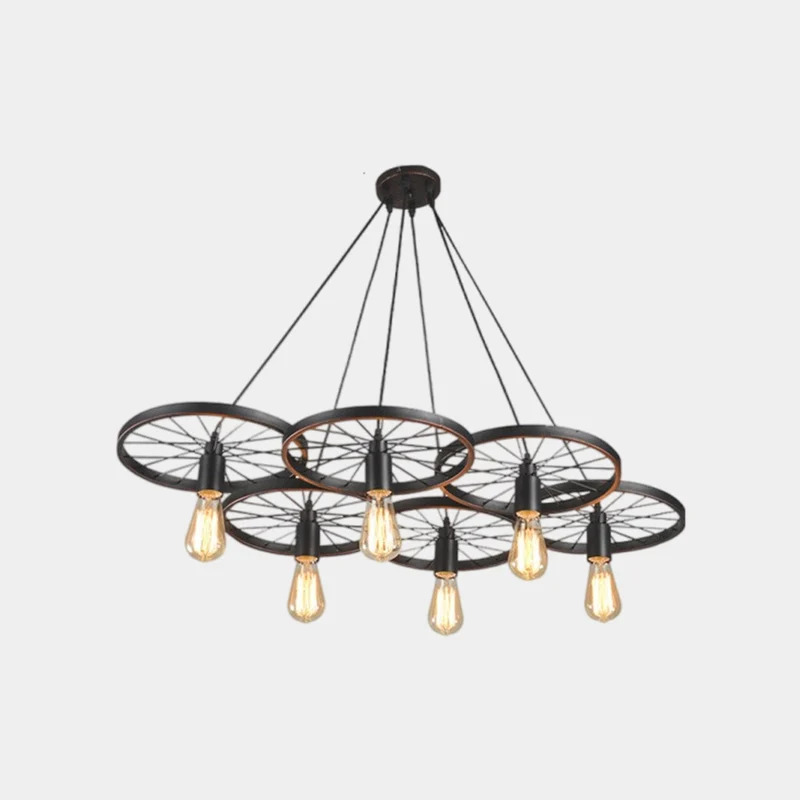 Pendant Light Farmhouse Chandelier Retro Industrial Wheel