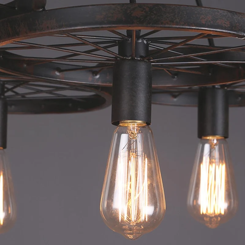 Pendant Light Farmhouse Chandelier Retro Industrial Wheel