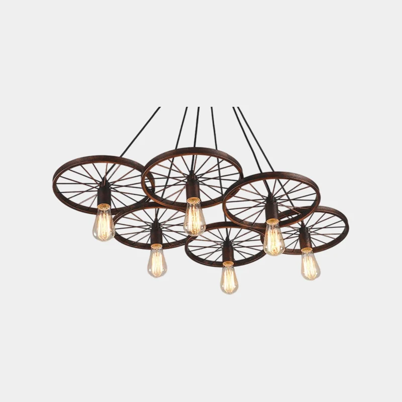 Pendant Light Farmhouse Chandelier Retro Industrial Wheel