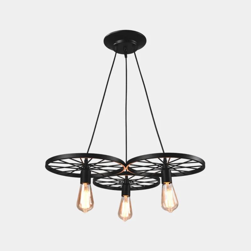 Pendant Light Farmhouse Chandelier Retro Industrial Wheel