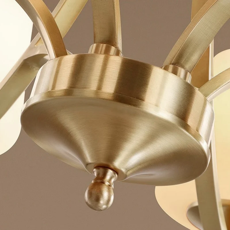 Chandelier Retro Decorative Brass Glass Cup Indoor, Gold