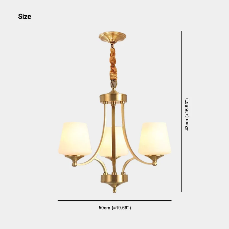 Chandelier Retro Decorative Brass Glass Cup Indoor, Gold
