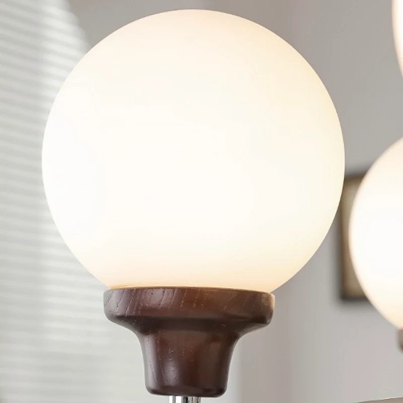 Chandelier White Glass Globe French Country Farmhouse, Chrome / Gold