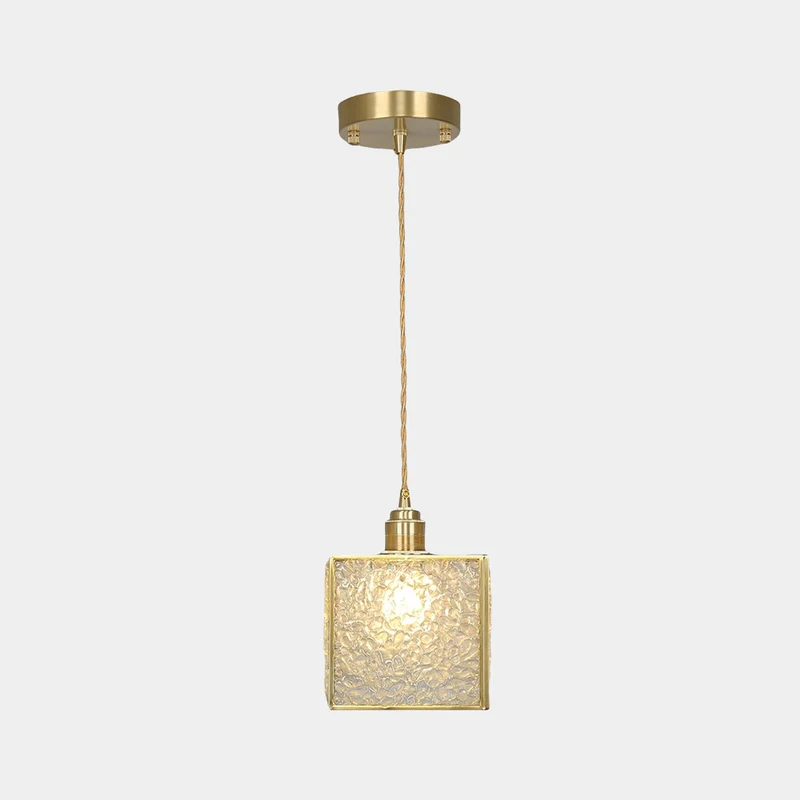 Pendant Light Colorful Brass Crystal Square Cube