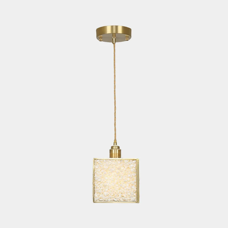 Pendant Light Colorful Brass Crystal Square Cube