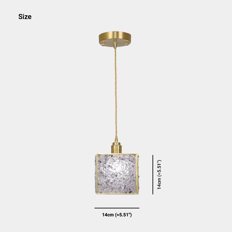 Pendant Light Colorful Brass Crystal Square Cube