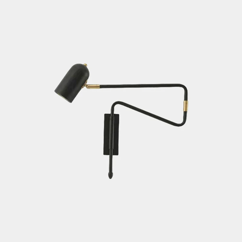 Wall Sconce Light Modern Adjustable Swing Arm for Reading, Black / Gold