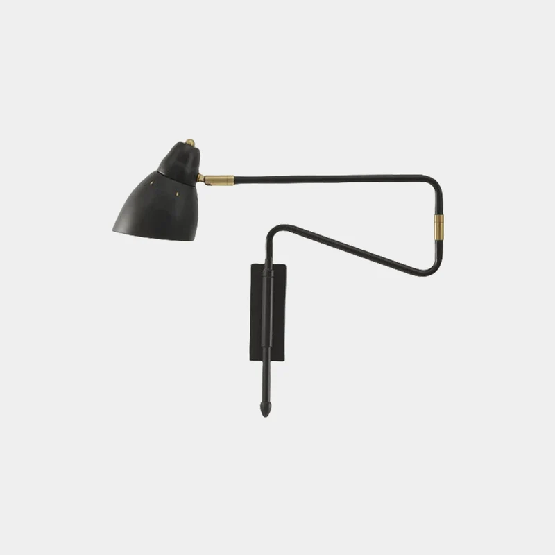 Wall Sconce Light Modern Adjustable Swing Arm for Reading, Black / Gold