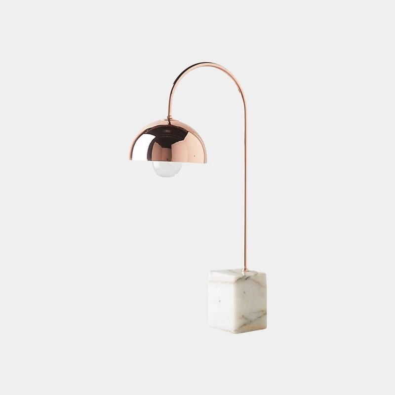 Desk Table Lamp Minimalist Metal Marble Arc Dome, 3 Colors