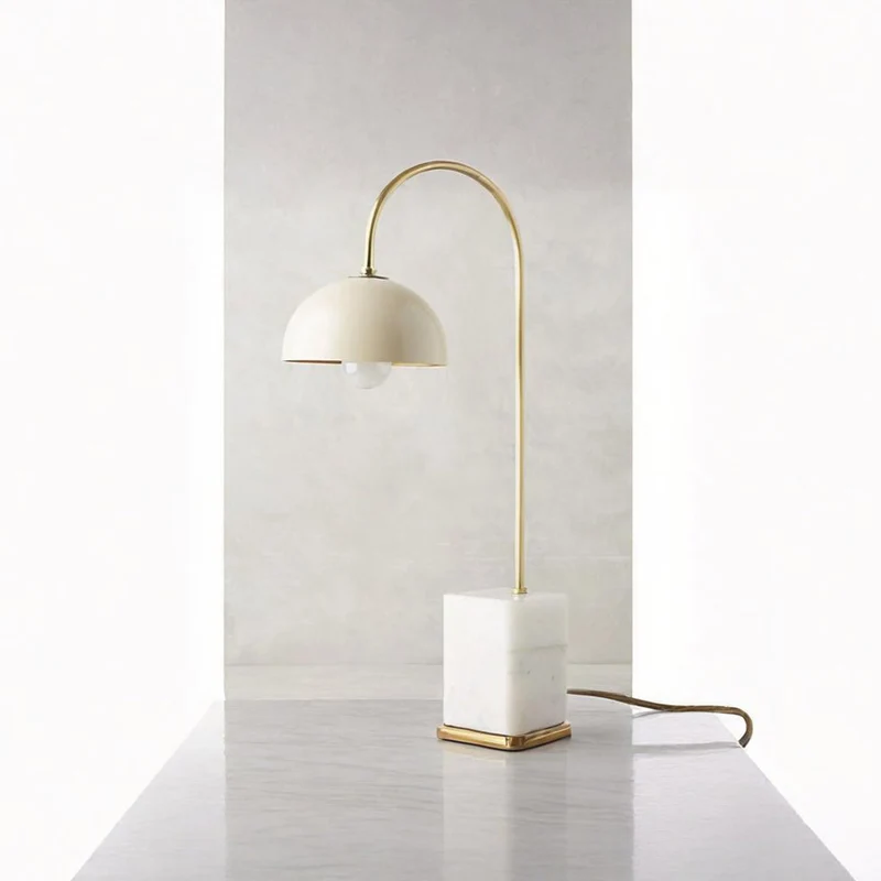 Desk Table Lamp Minimalist Metal Marble Arc Dome, 3 Colors